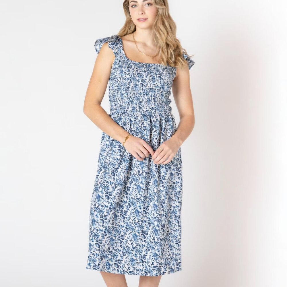 Devoted Sleeveless Midi Dress with Ruffles on the Shoulders Sleeveles Large size